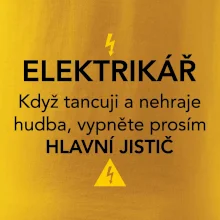 Elektrikář - hlavní jistič - Nápis na zádech