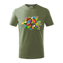 Peace symbol prorostlý květinami