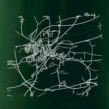 Mapy měst černobílé Slaný