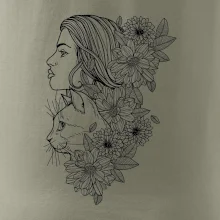 Žena a kočka - kreslená