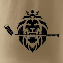 Lev s hokejkou v tlamě