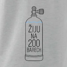 Žiju na 200 barech potápěčská lahev s modrou vlnovkou