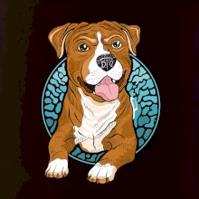 Americký staford kreslený v kolečku (Pecka design)