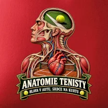 Anatomie tenisty hlava v autu srdce na kurtu