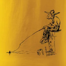 Kreslený rybář na pařezu