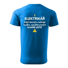Elektrikář - hlavní jistič - Nápis na zádech