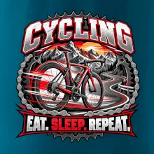 Cyklistické kolo mezi horami eat sleep repeat