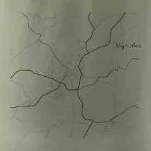 Černobílá mapa Nýrsko  340 22