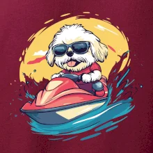 Lhasa Apso na vodním skútru