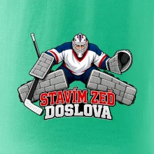 Hokejový brankář staví zeď