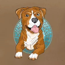 Americký staford kreslený v kolečku (Pecka design)