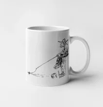 Kreslený rybář na pařezu