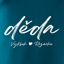 Děda Tričko se jmény dětí psací písmo