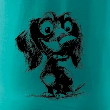 Černobílá karikatura jezevčík