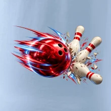 Bowlingová koule v akci a padající kuželky