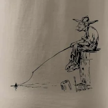 Kreslený rybář na pařezu