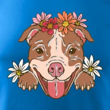 Americký stafordširský teriér hlava s květinami