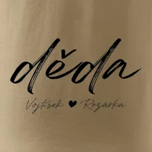 Děda Tričko se jmény dětí psací písmo