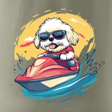 Lhasa Apso na vodním skútru