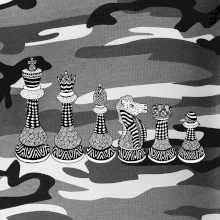 Šachové figurky v řadě - kreslené