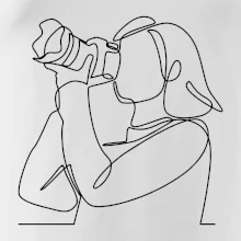 Fotografka stojící jedním tahem