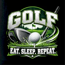 Golfová hůl s míčkem eat sleep repeat