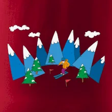 Lyžař a barevné hory