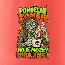 Pondělní zombie míchá kávu kostěnou rukou