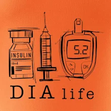 D I A life - kreslený insulin injekce a glukometr