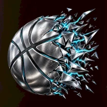 Kovový basketbalový míč s elektrickými střepy