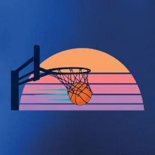 Retro západ slunce a basketbalový koš