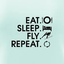 Eat sleep fly repeat - skoky na lyžích