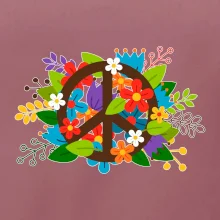 Peace symbol prorostlý květinami