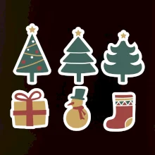 Vánoční sada - stromky a dárky