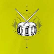 Symetrický buben s paličkami - minimalistická rytmická grafika
