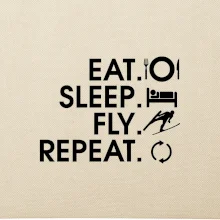 Eat sleep fly repeat - skoky na lyžích
