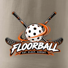 Florbalové hokejky s děrovaným míčkem eat sleep repeat