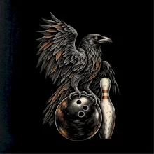 Bowling havran s koulí a kuželkou