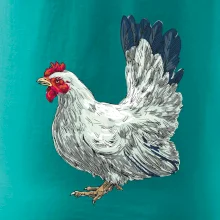 Slepice kreslená bílá