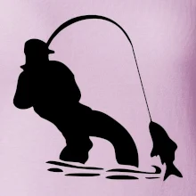 Rybář tahající rybu