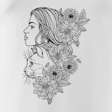 Žena a kočka - kreslená