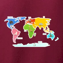 Světové kontinenty s názvy a zvířátky