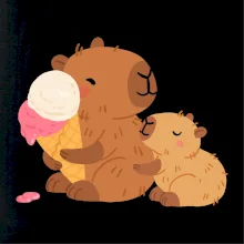 Kapybara se zmrzlinou