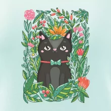 Kočka s květy malovaná