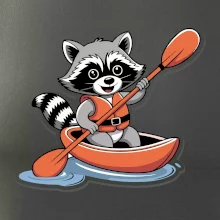 Mýval v kajaku kreslený