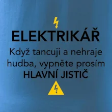 Elektrikář - hlavní jistič - Nápis na zádech