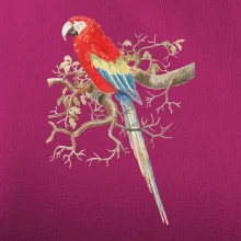 Papoušek na listnatém stromě