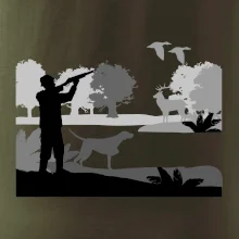 Lovec a ohař v lese