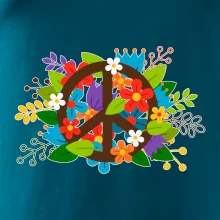 Peace symbol prorostlý květinami