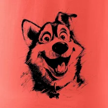 Černobílá karikatura husky